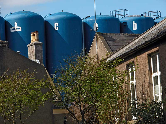 Oil tanks meet fishing village in Aberdeen