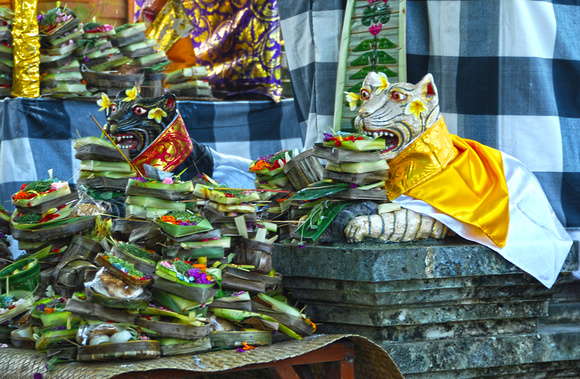 Offerings accumulating at temple